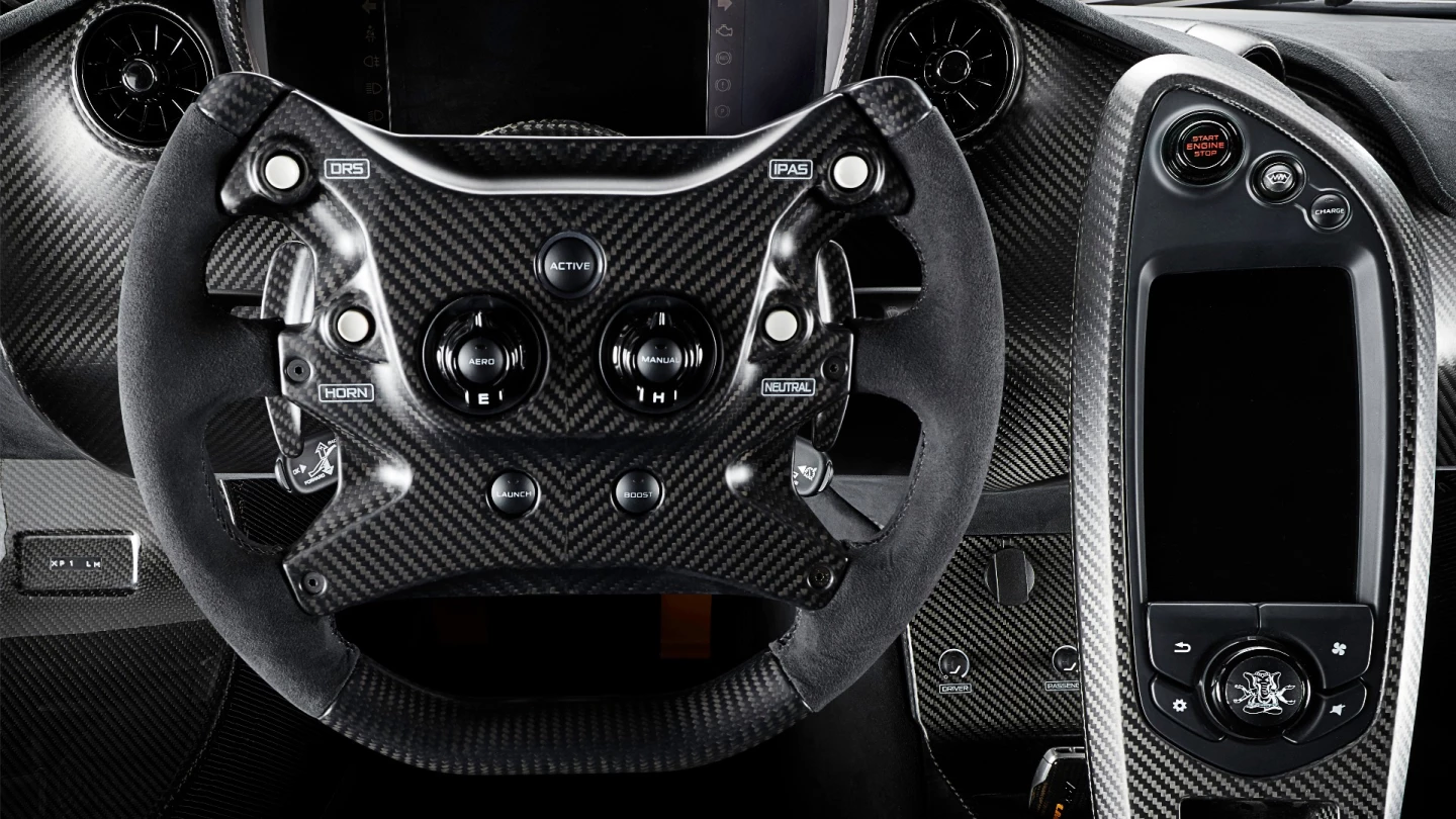 An indication of the extent to which Lanzante went in creating the P1 LM is the Alcantara-trimmed steering wheel. All five LMs use a modified version of the wheel used in the McLaren MP4/23 driven by Lewis Hamilton to win the 2008 F1 drivers title.