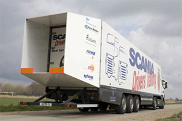 The boat tail mounted on the rear of the test truck