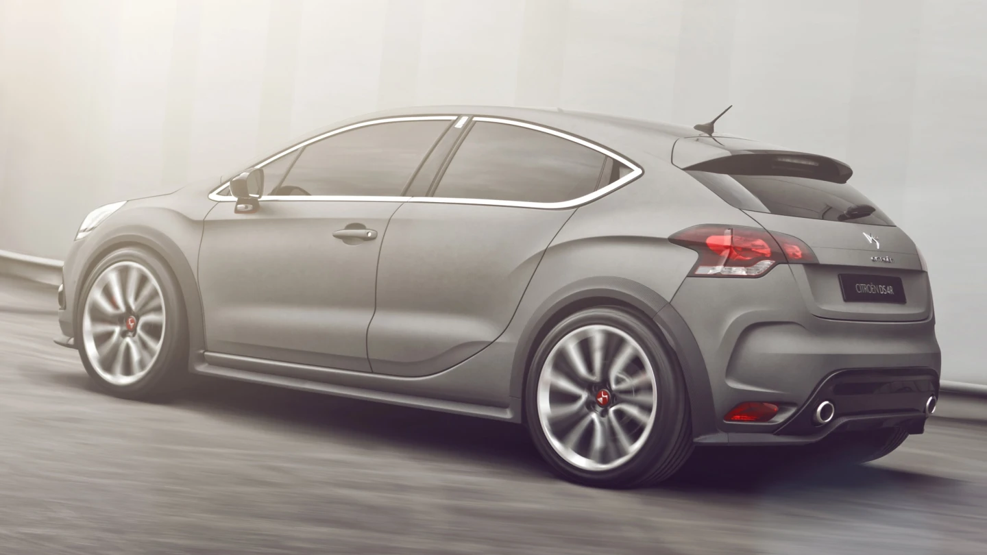 The DS4 Racing concept has a textured-effect matt grey paint, which catches the light to further enhance the lines of the car.