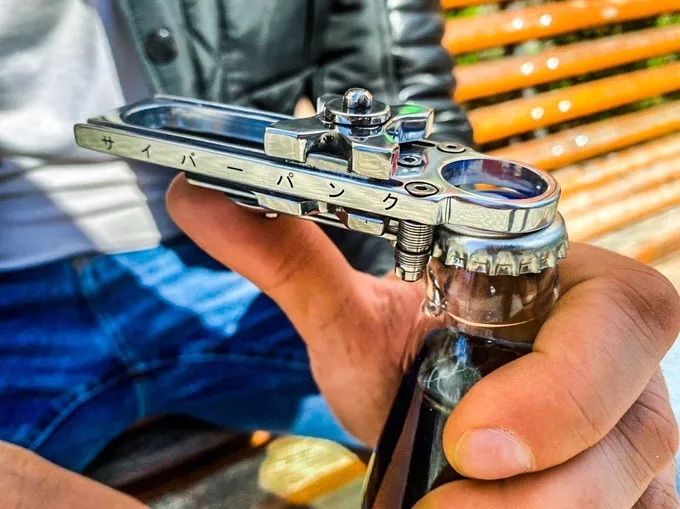 A bottle opener is built into the end of the Inertix Exoblade