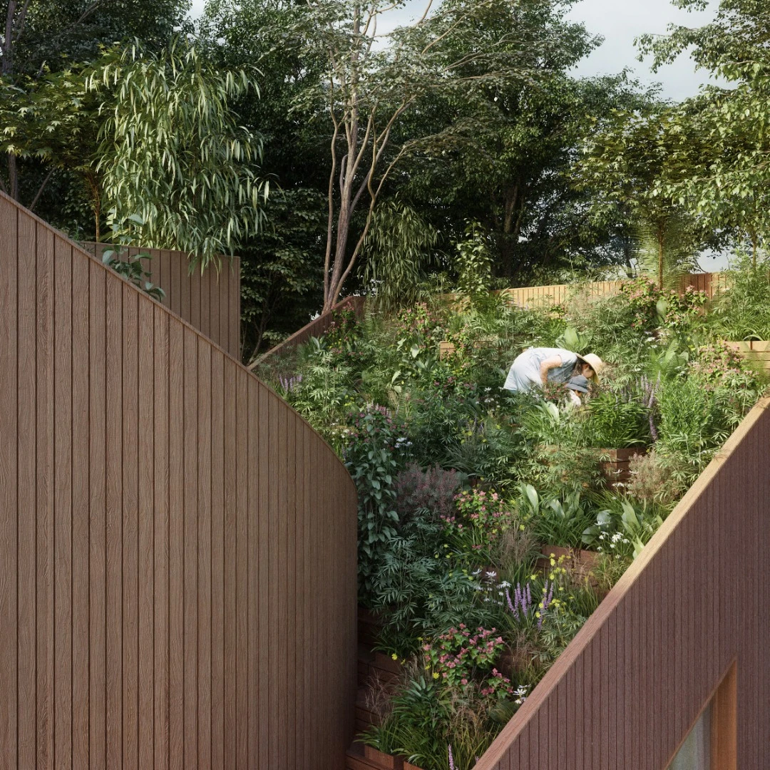 The garden is rich with planter-boxes suitable for growing vegetables, herbs and fruits