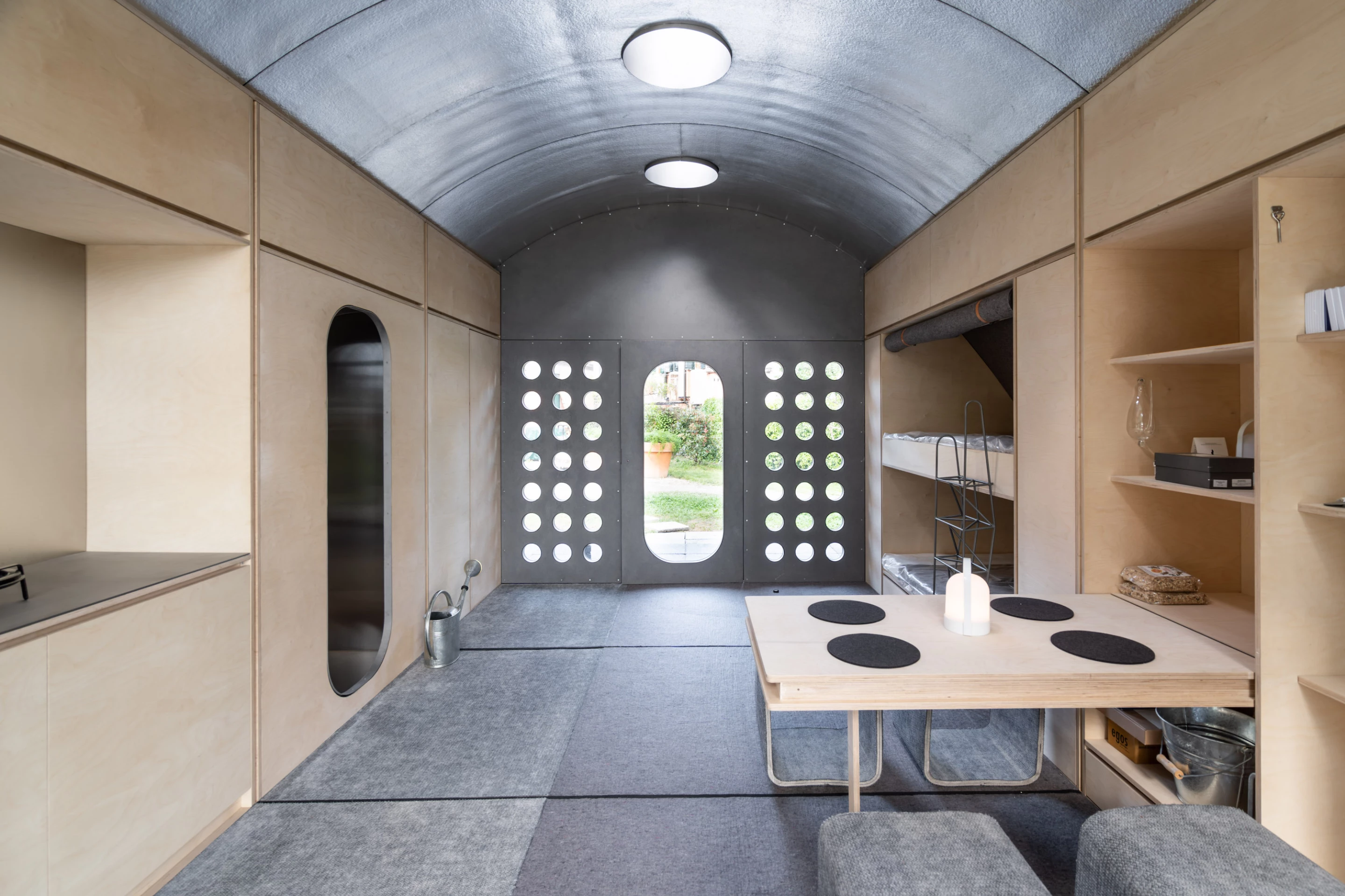 The Essential Homes Research Project's interior features a utilitarian design