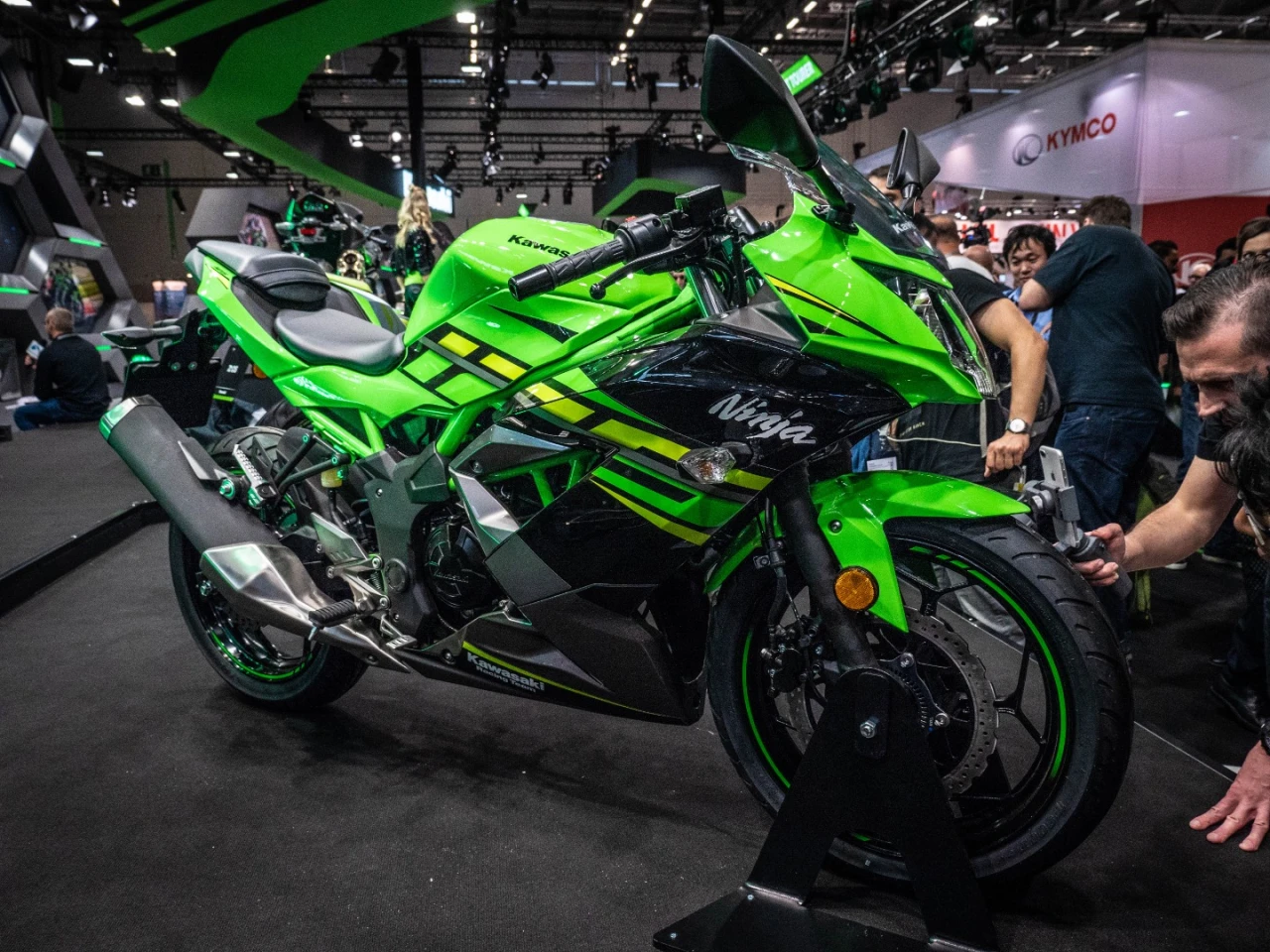 The 2019 Kawasaki Ninja 125 on display at Intermot 2018