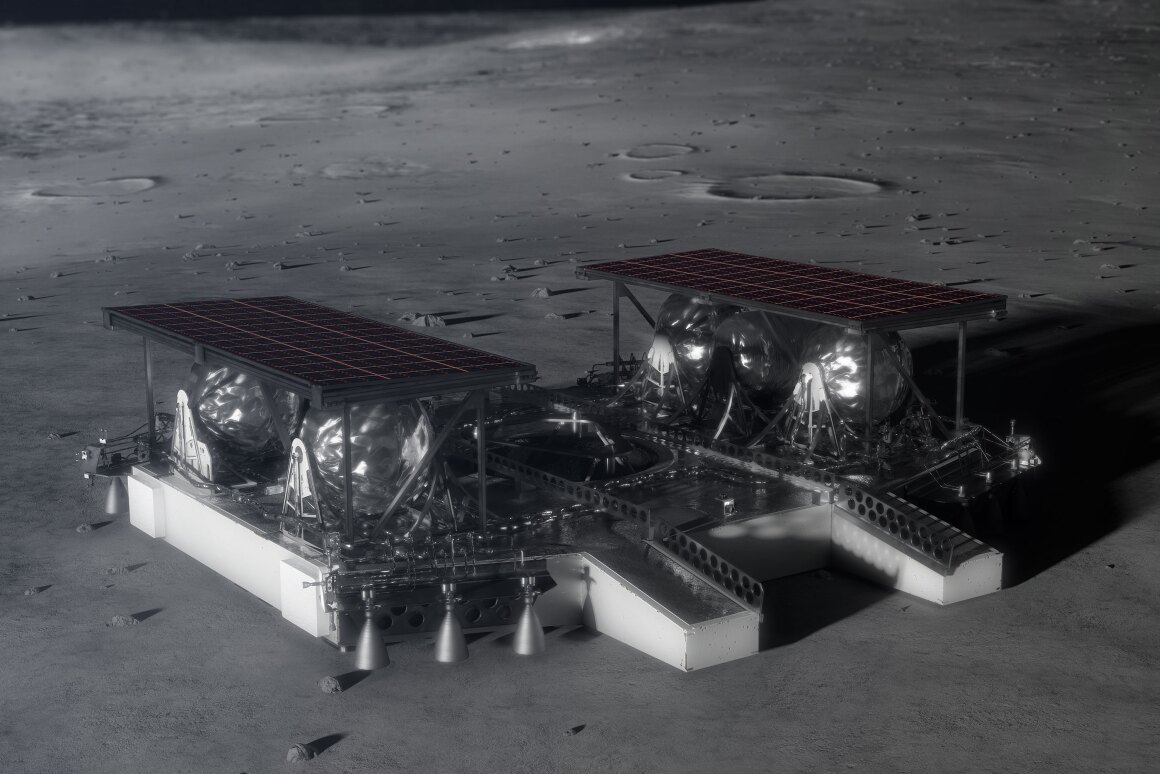 Illustration depicting the mid-sized lander on the lunar surface