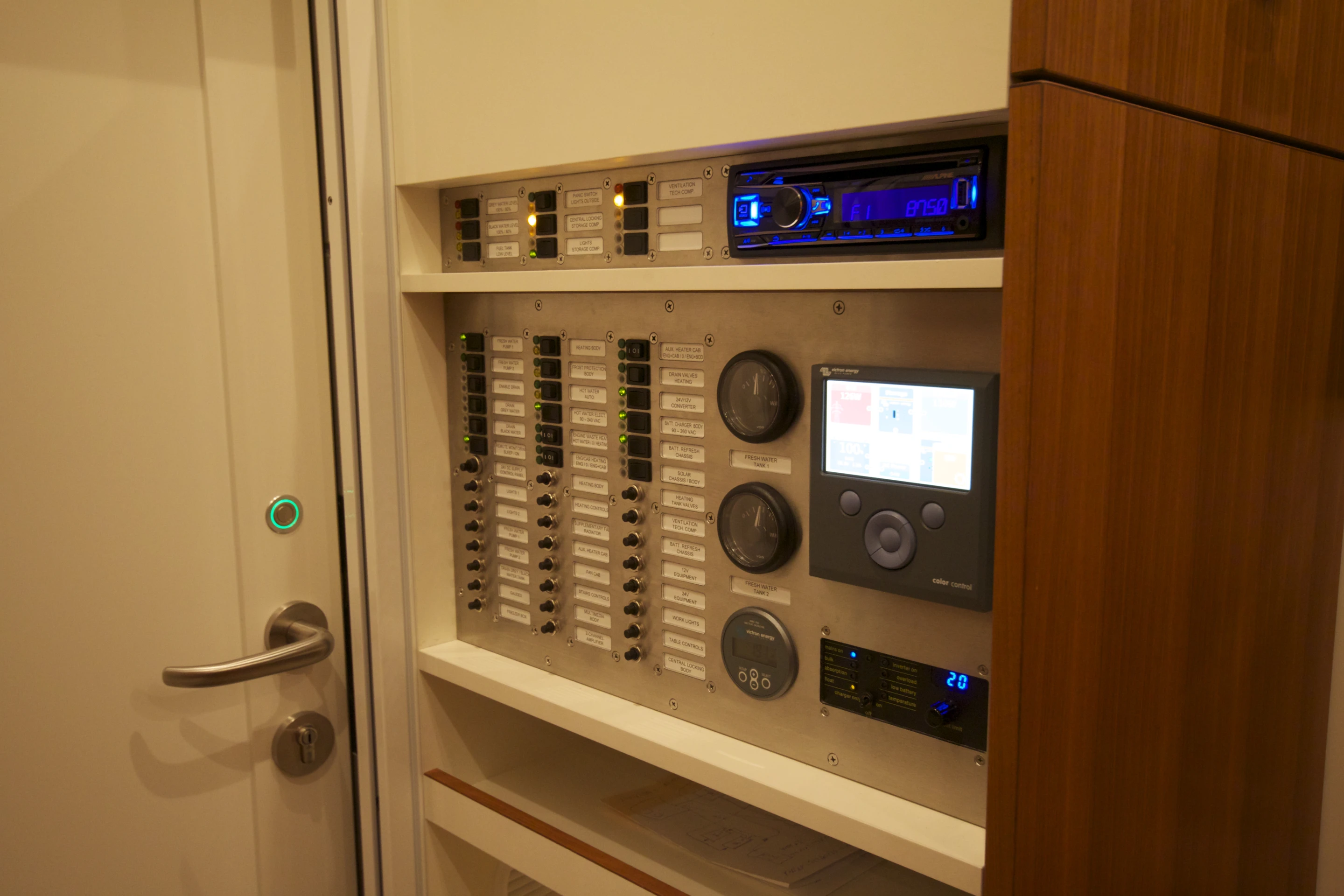 A closer look at the command center just inside the entryway