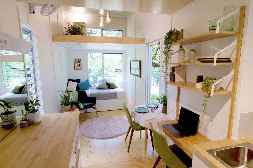 The Swallowtail's living room features a sofa bed