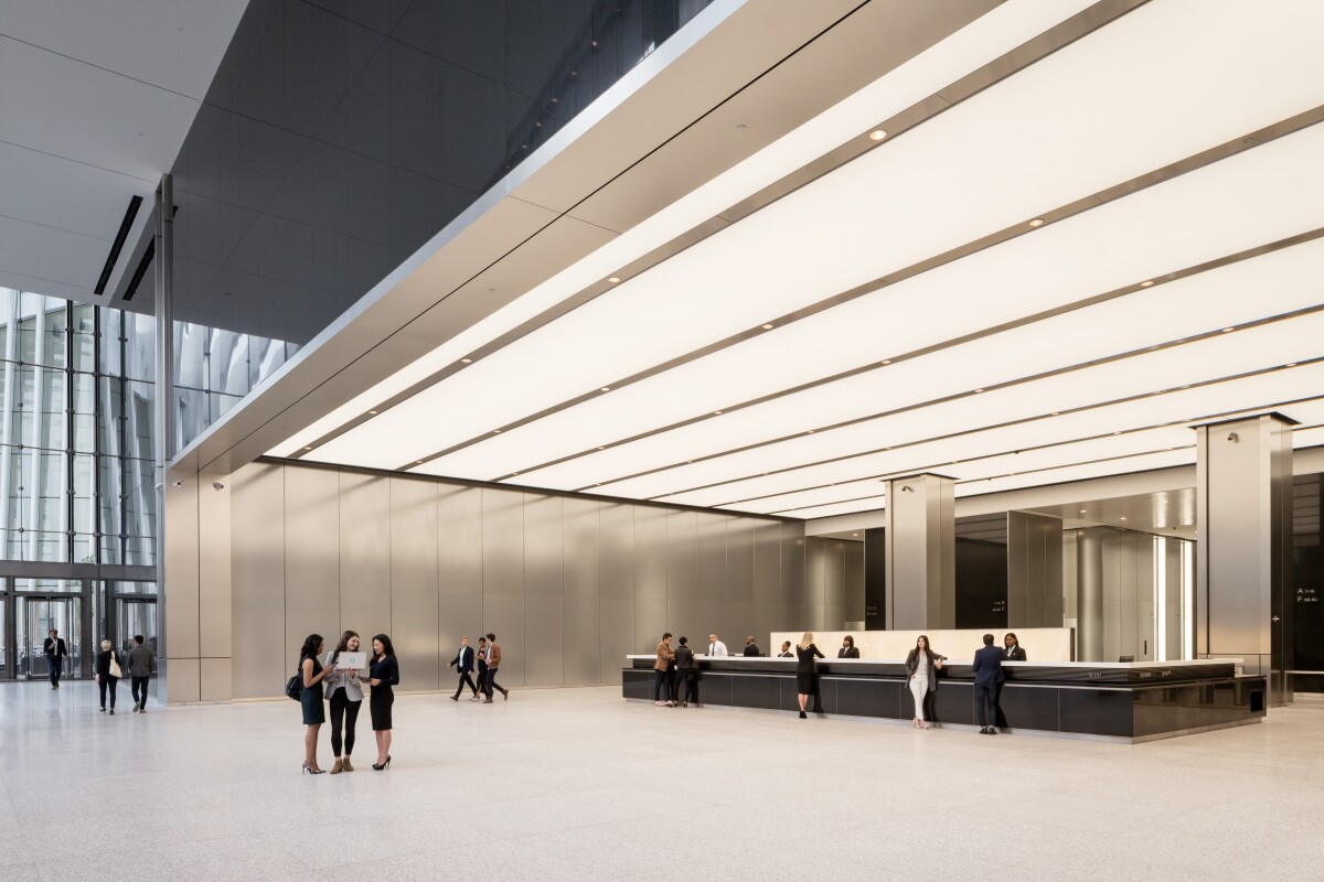 Access to 3 WTC is gained by a triple height lobby finished in Italian granite flooring