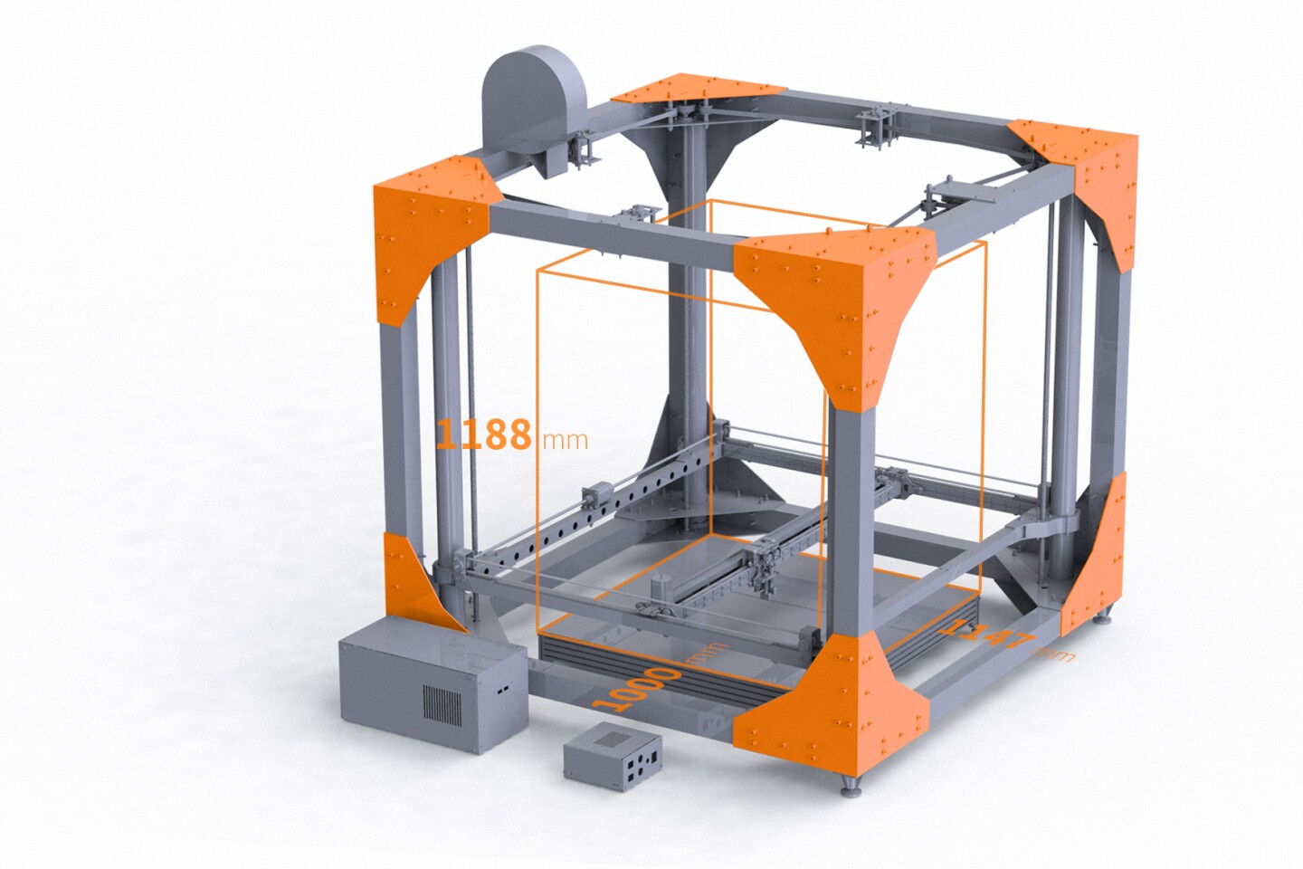 The BigRep ONE has a large print volume, with each side measuring a meter or more