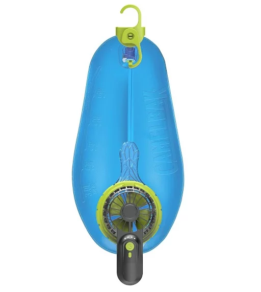 The DRYE fan dries bladders at a rate of about one hour per liter of capacity