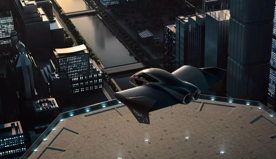 A possible future eVTOL flying taxi, as depicted by Porsche