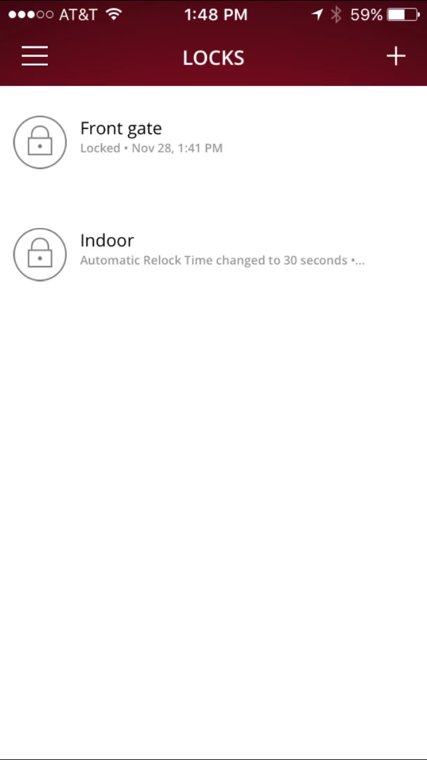 App displays the status and history of your lock(s)