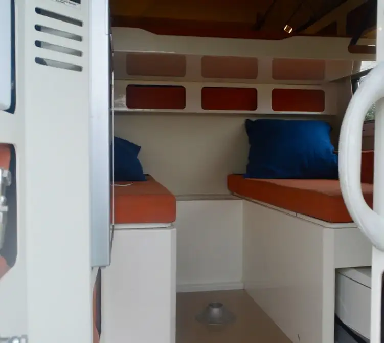 The EarthCruiser GZL dinette includes a removable indoor/outdoor table (which has been removed here)