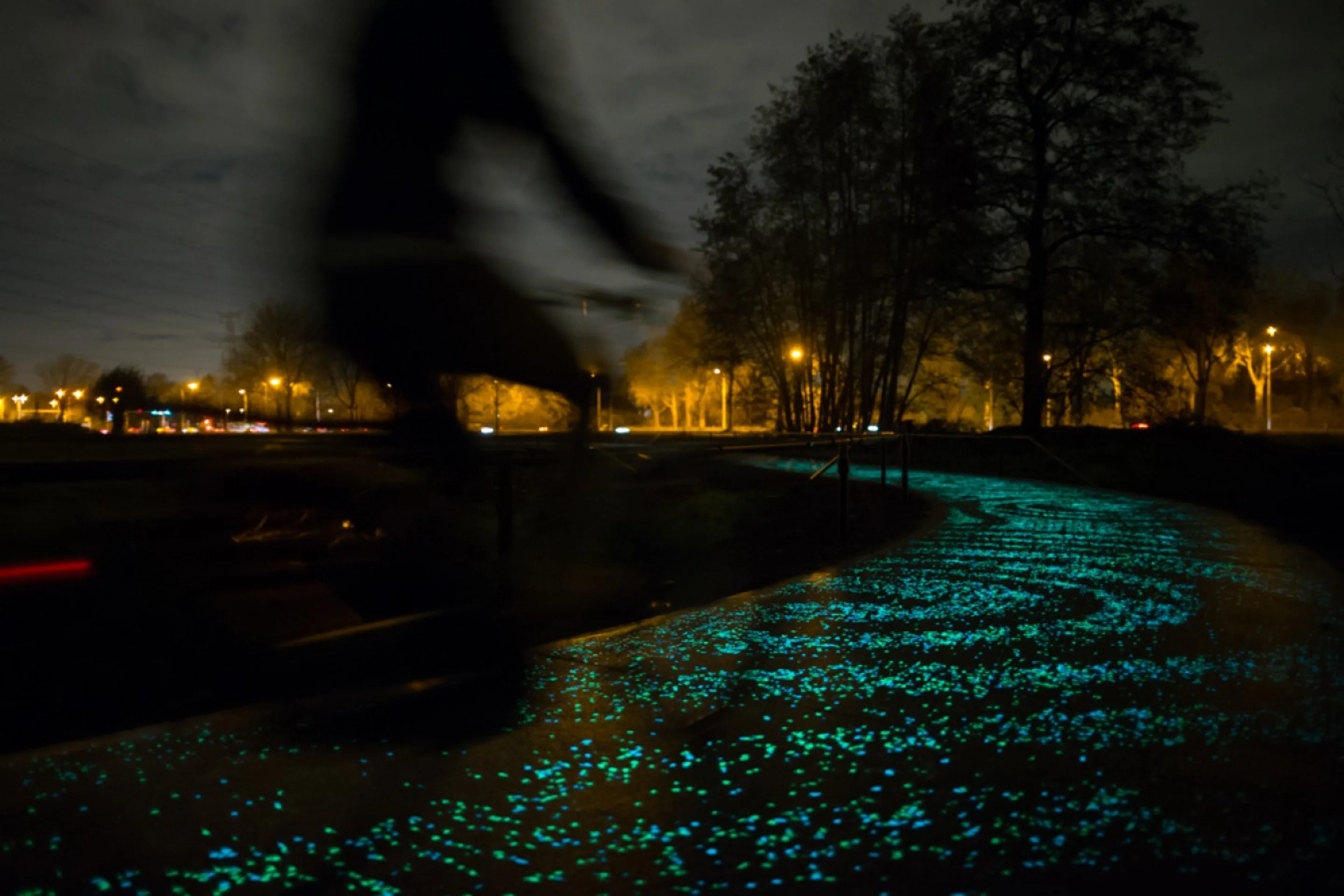 Glow-in-the-dark cycle path opens in the Netherlands