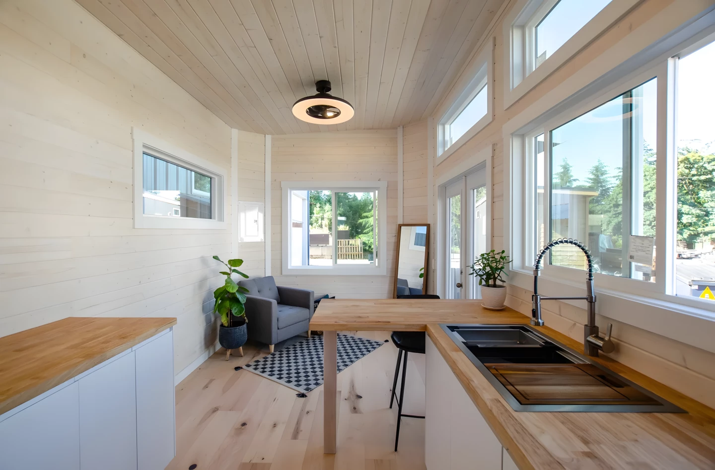 The Dove's living room has ample space for a sofa and an entertainment center