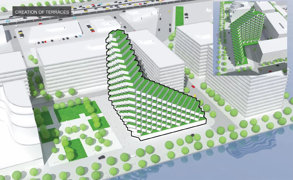 221 out of the 228 total units would also boast their own terraced space