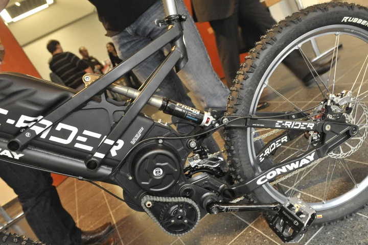 The Conway E-Rider electric mountain bike on display at Eurobike