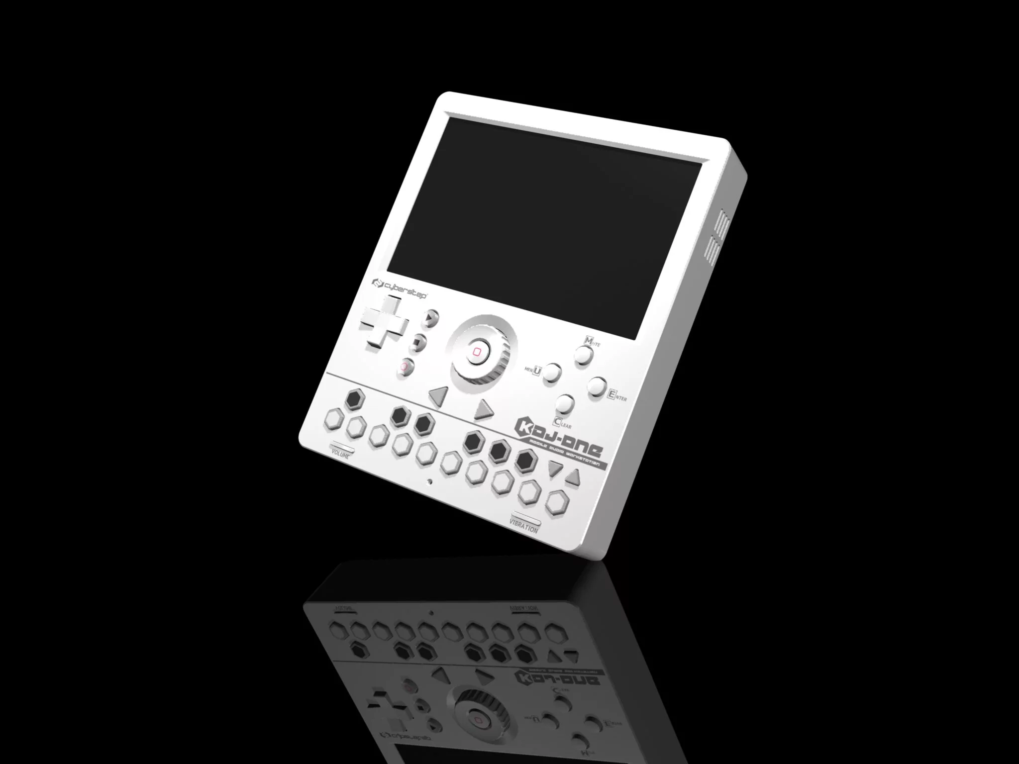Render of the KDJ-ONE portable, handheld digital audio workstation
