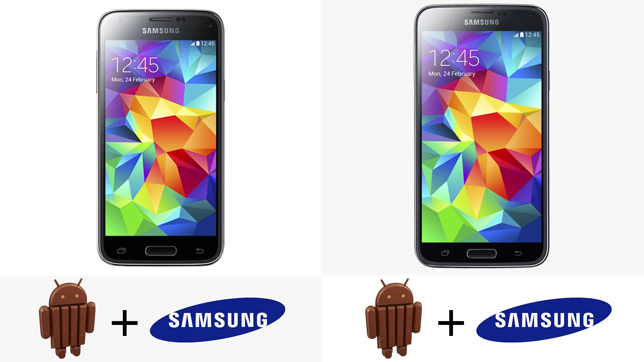 Both handsets run on the latest KitKat flavor of Android