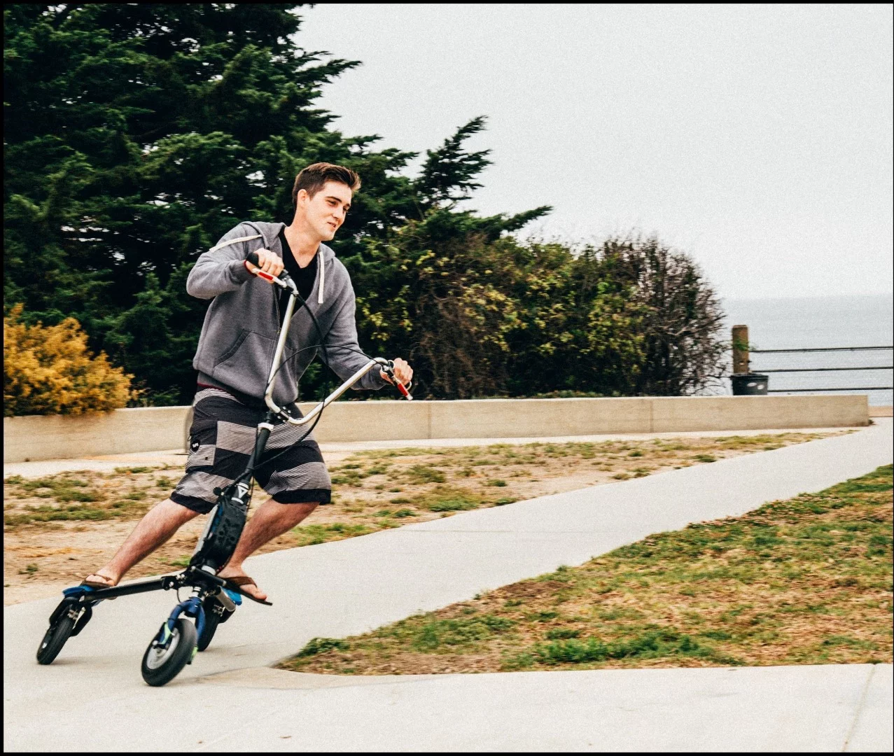 Trikke's cambering technology makes for sharp carving capabilities