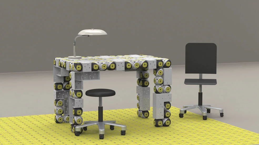 A table from Roombots modules and L-shaped passive pieces (Photo: Biorobotics Laboratory, EPFL)