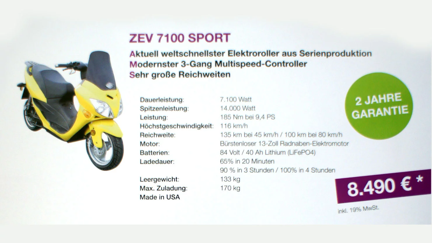 This is the brochure of the ZEV7100 from Intermot