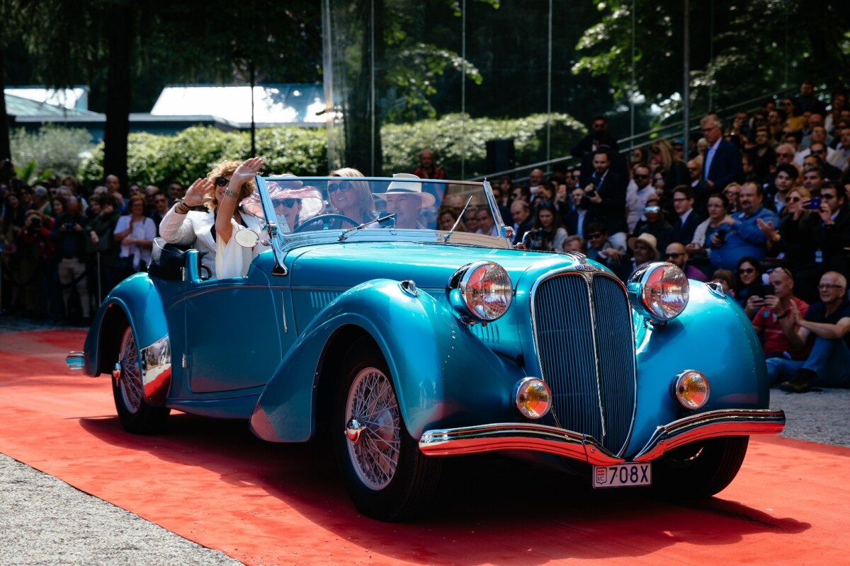 The winner of the Trofeo The Rake for the best dressed entrant was won by this 1938 Delahaye 135M Roadster by Carlton owned by Emma Beanland of Monaco