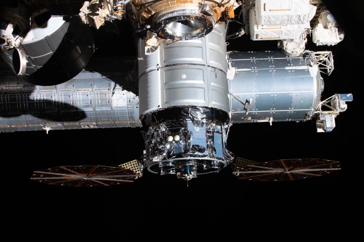 The Cygnus cargo ship docked with the ISS