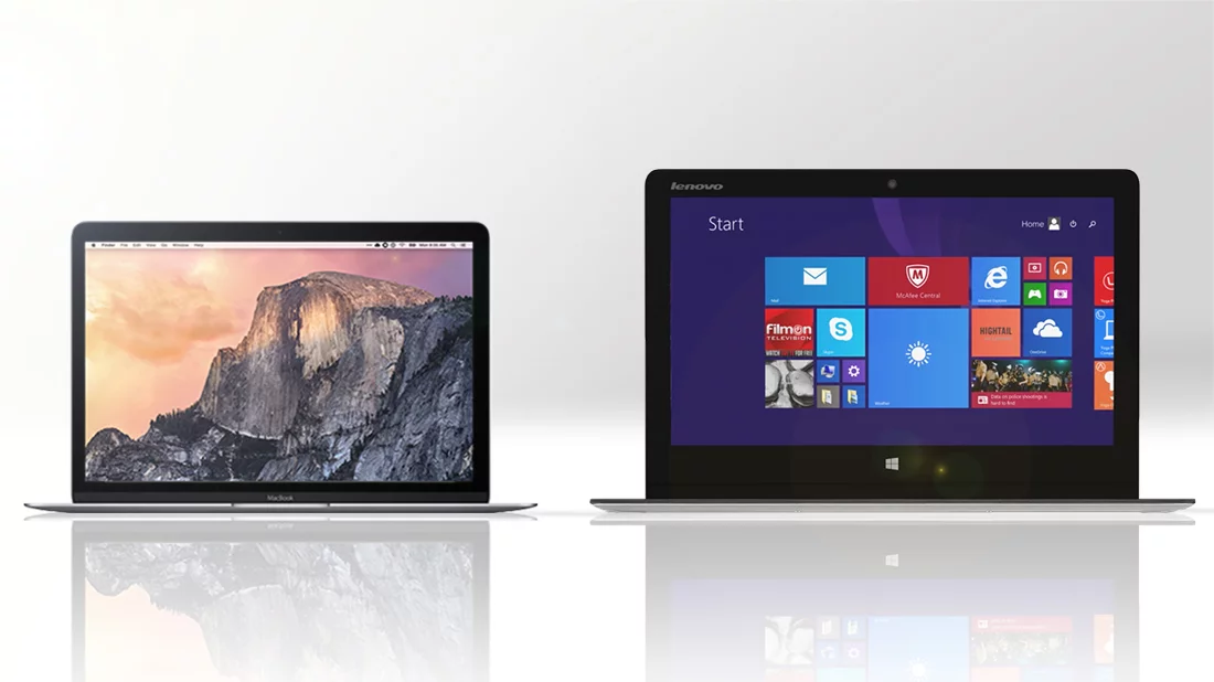 Gizmag compares the features and specs of Apple's new 12-in Retina MacBook (left) and the Lenovo Yoga 3 Pro