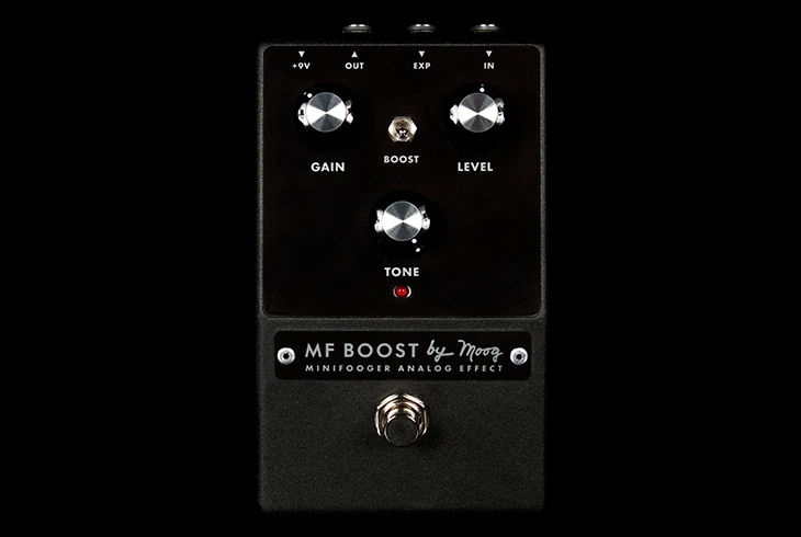 The pedal's Boost switch sends the input signal down the VCA path when in the down position, and routes the signal to the OTA path when in the up position