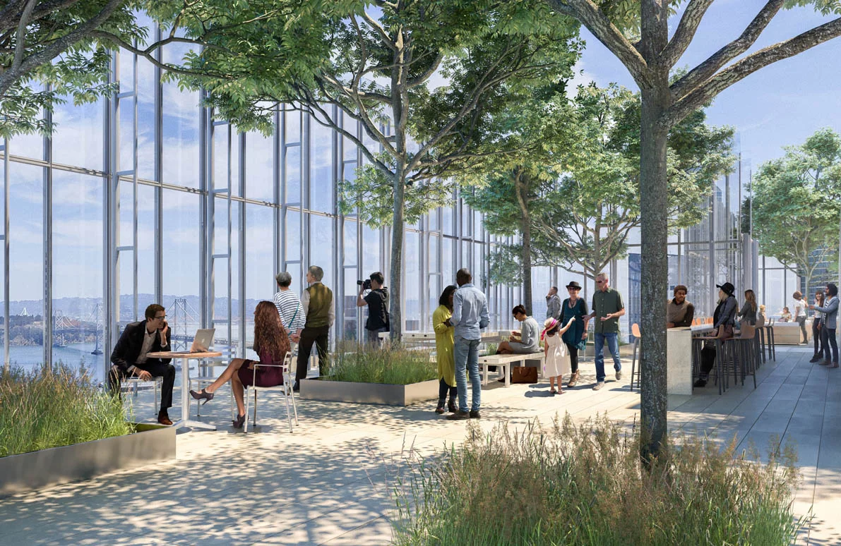 55 Howard would be topped by a bar and cafe and a rooftop garden offering choice views of the city to the public