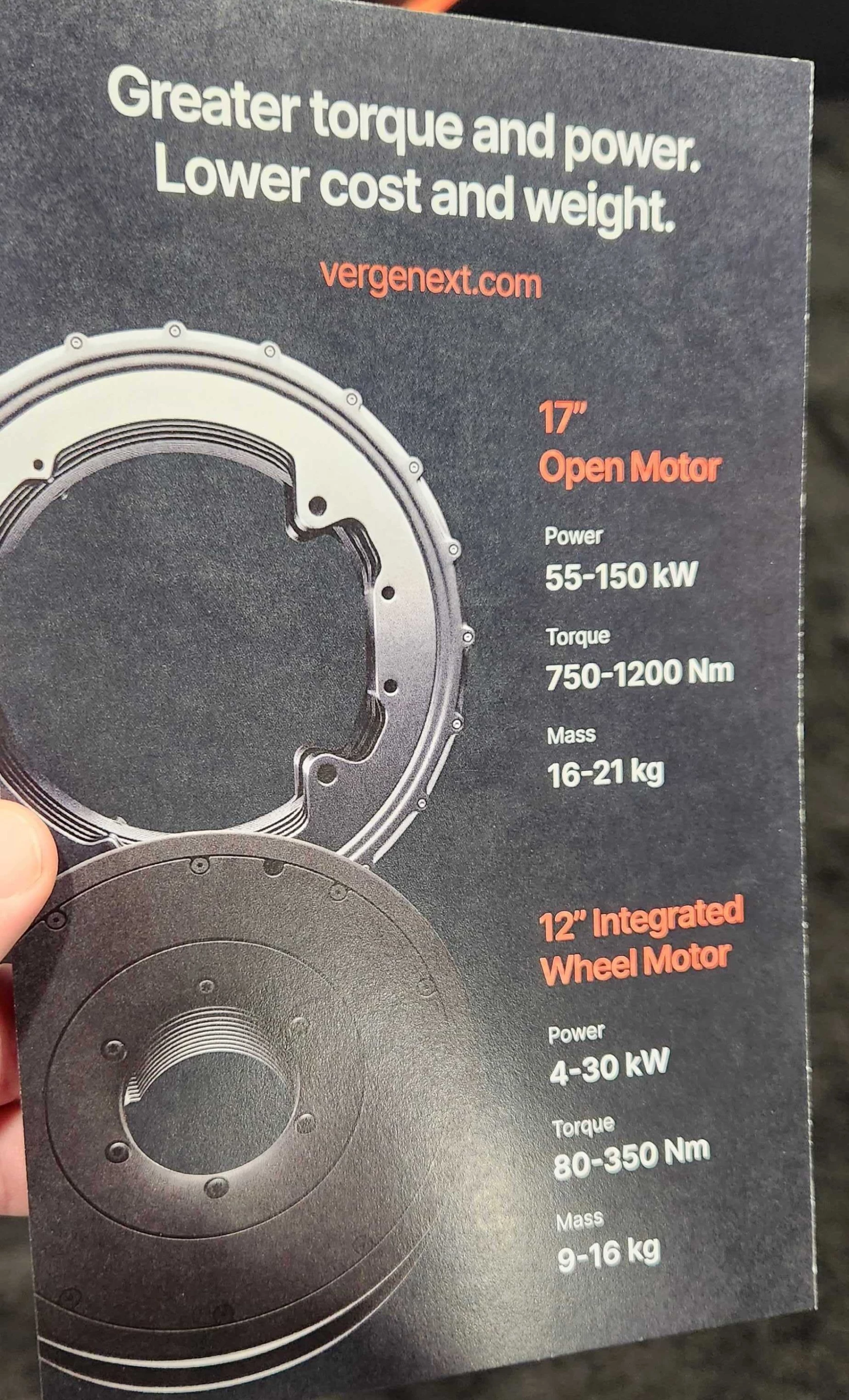 Verge's hubless motors package serious power and torque with lightweight constructions