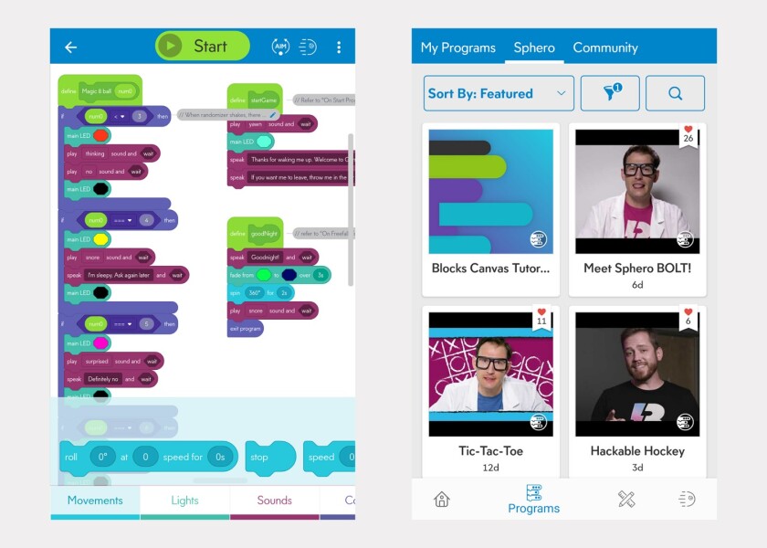 The Sphero Edu app encourages you to code your own adventures for the Bolt