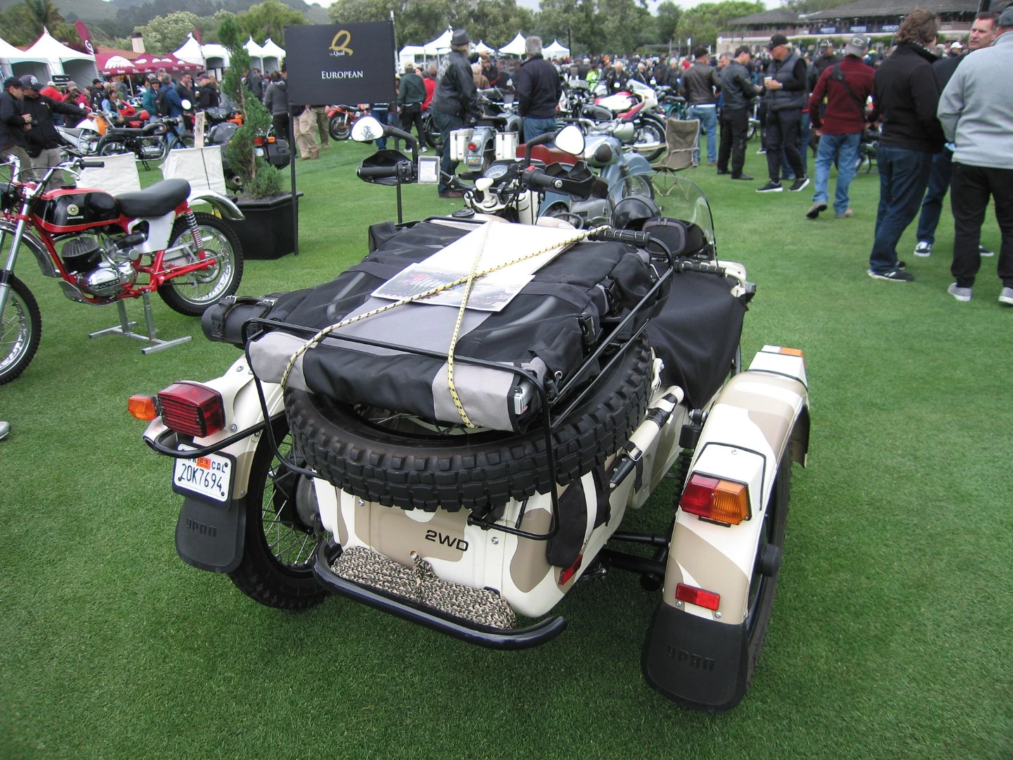 A fully loaded Ural is ready for the road