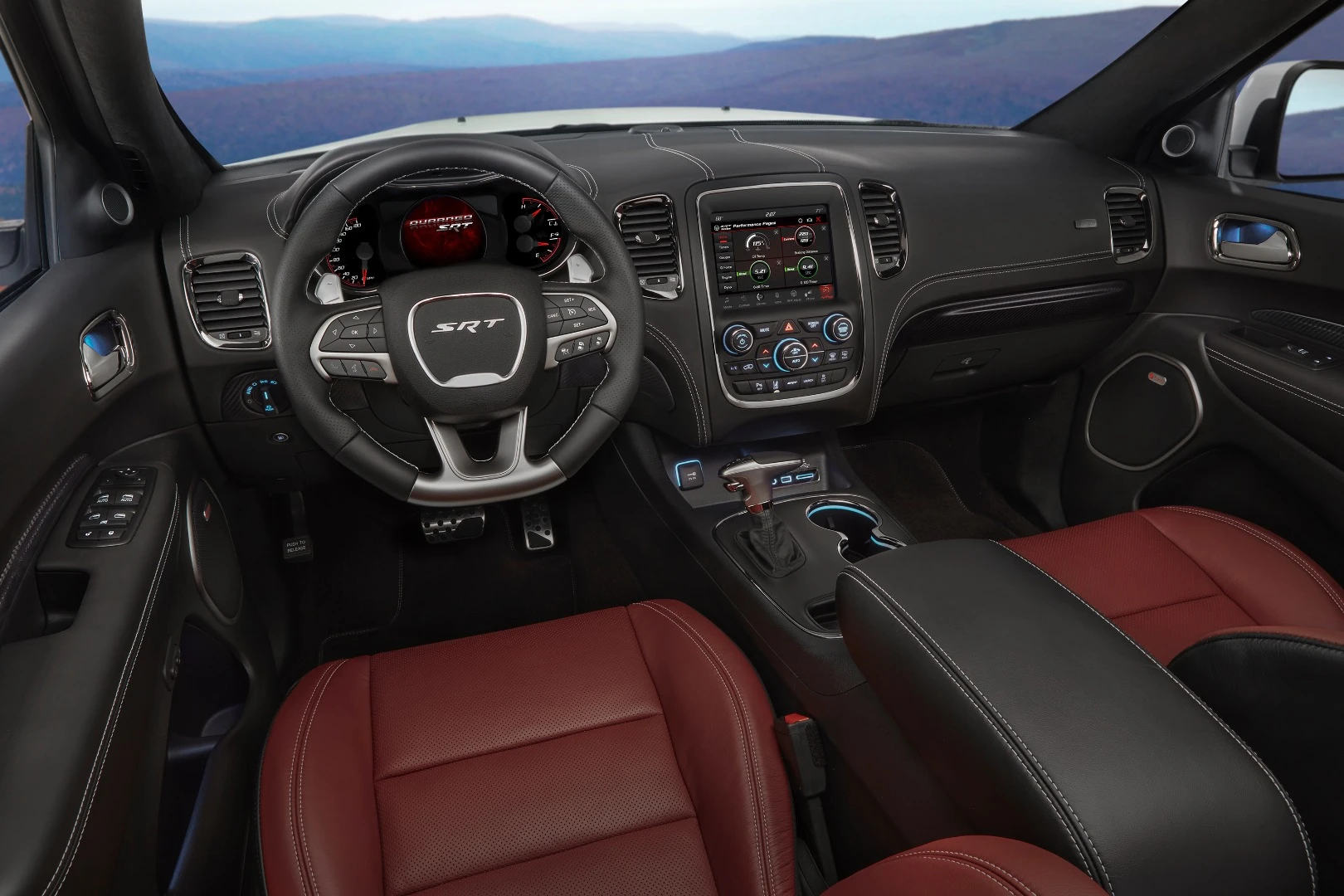 Inside, the Durango SRT is still a Durango family machine with seating for seven and leather options