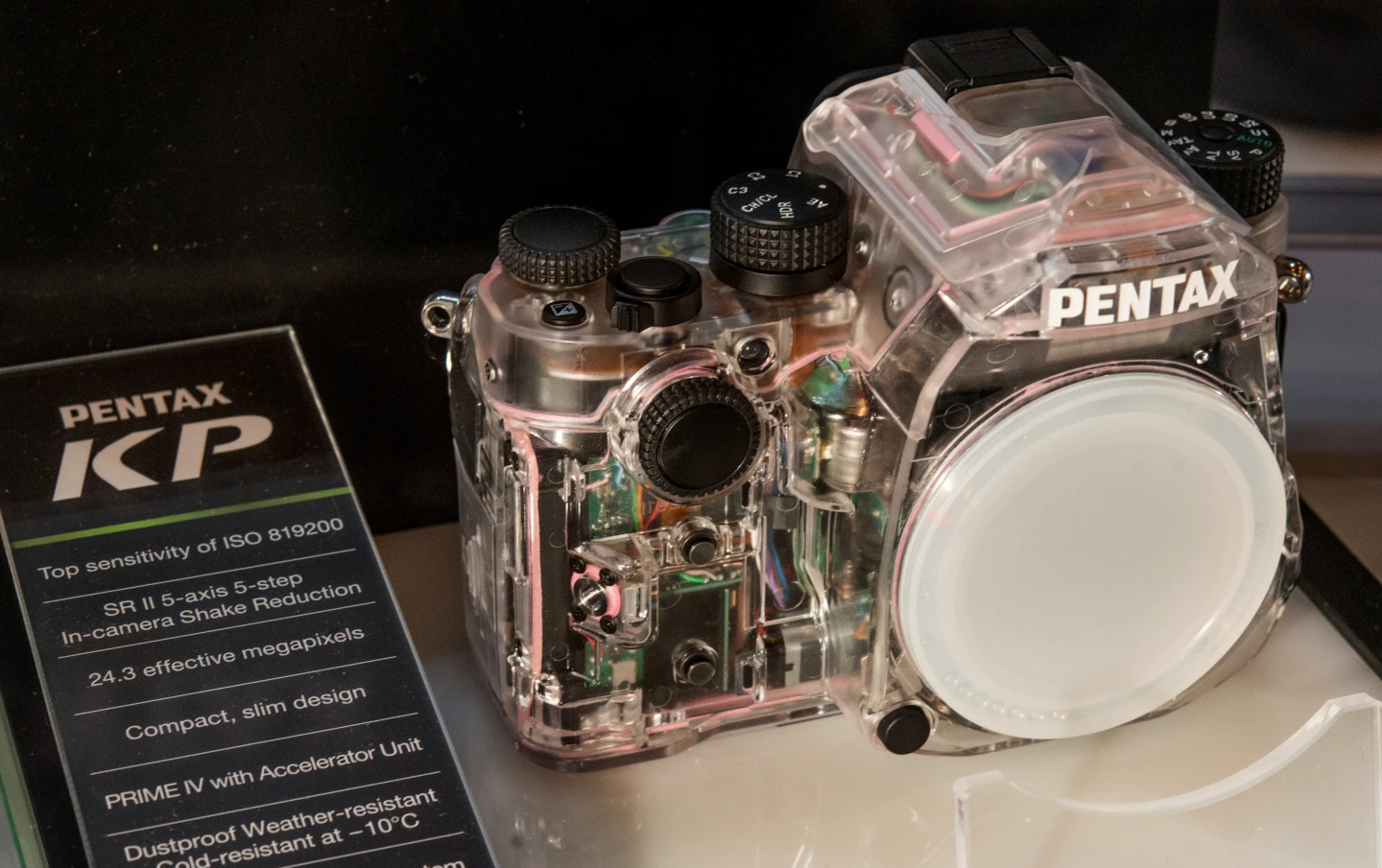 This transparent version of the Pentax KP was on show at The Photography Show 2017, but will not be commercially available