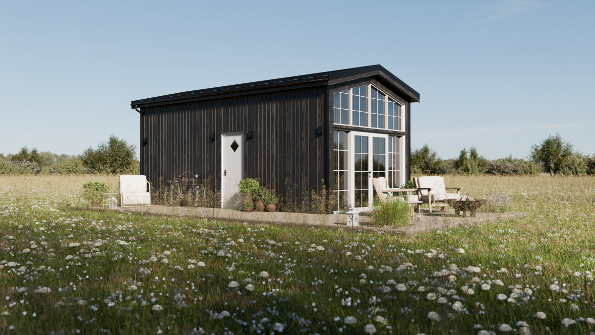 Extra-wide tiny house drops portability for comfortable cottage living