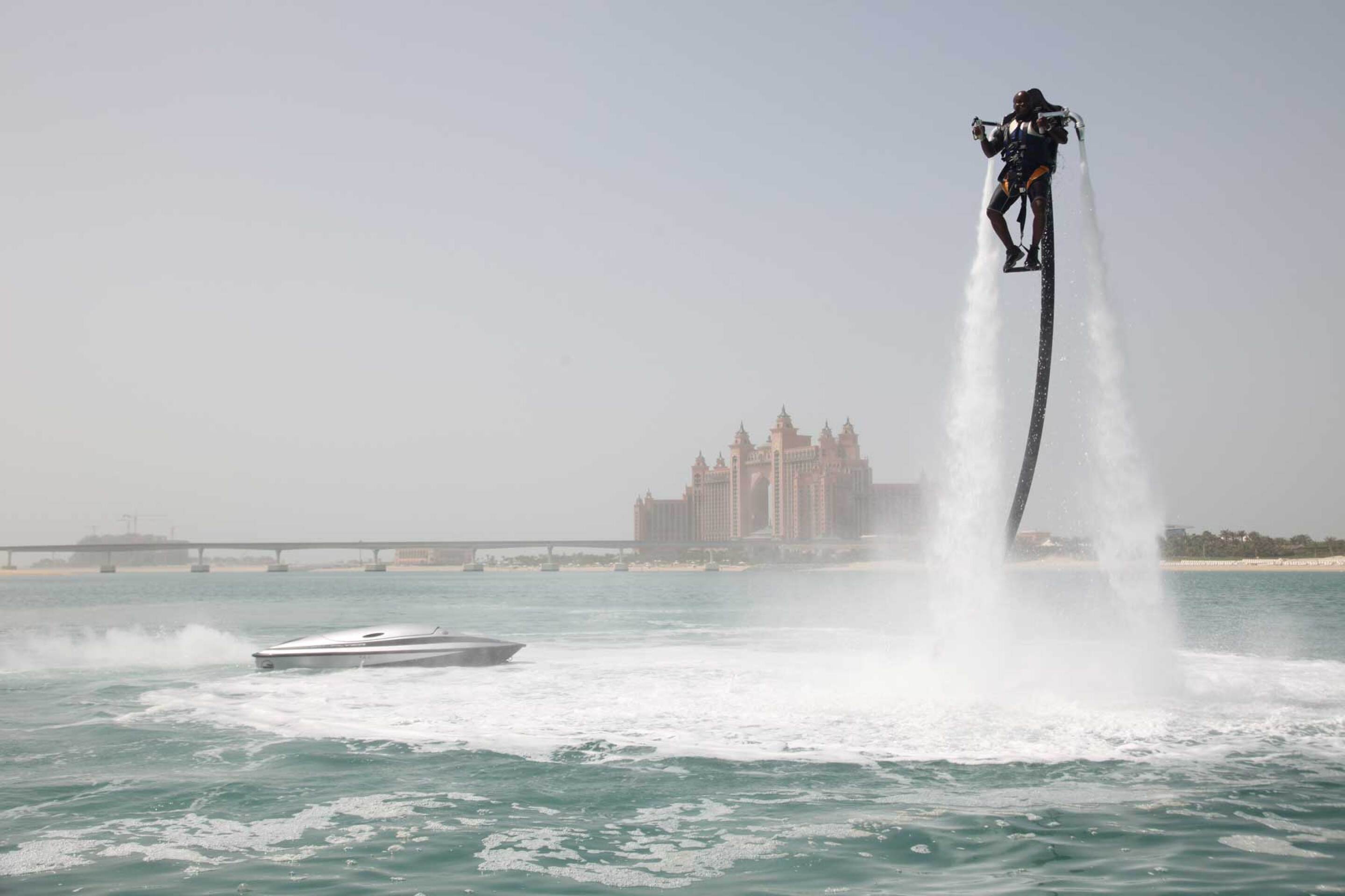 Waterpropelled JetlevFlyer personal jetpack set for release