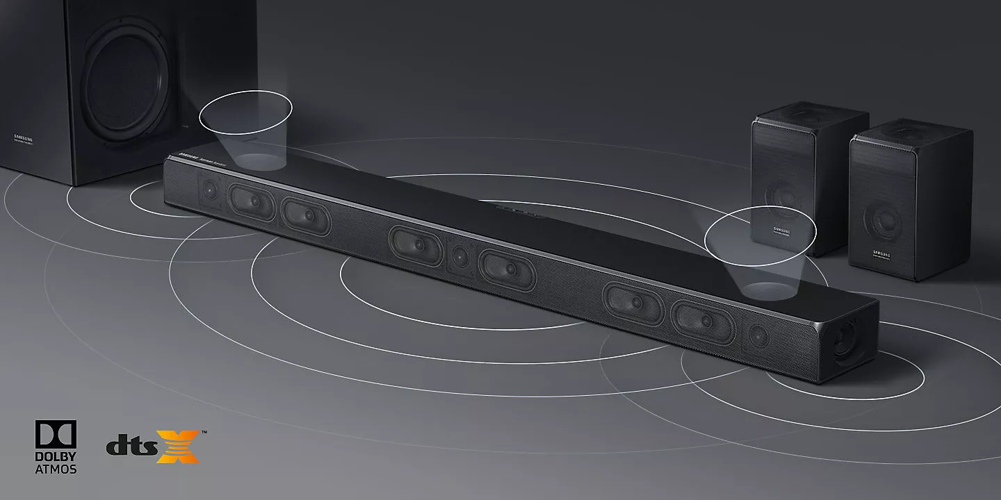 The HW-N950 soundbar features up-firing and side-firing speakers for room-filling audio