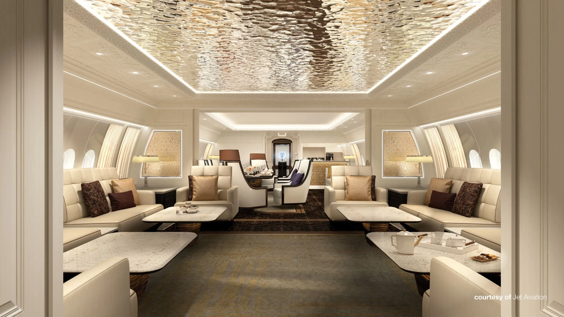 A BBJ 77X interior concept by Jet Aviation that was commissioned by Boeing