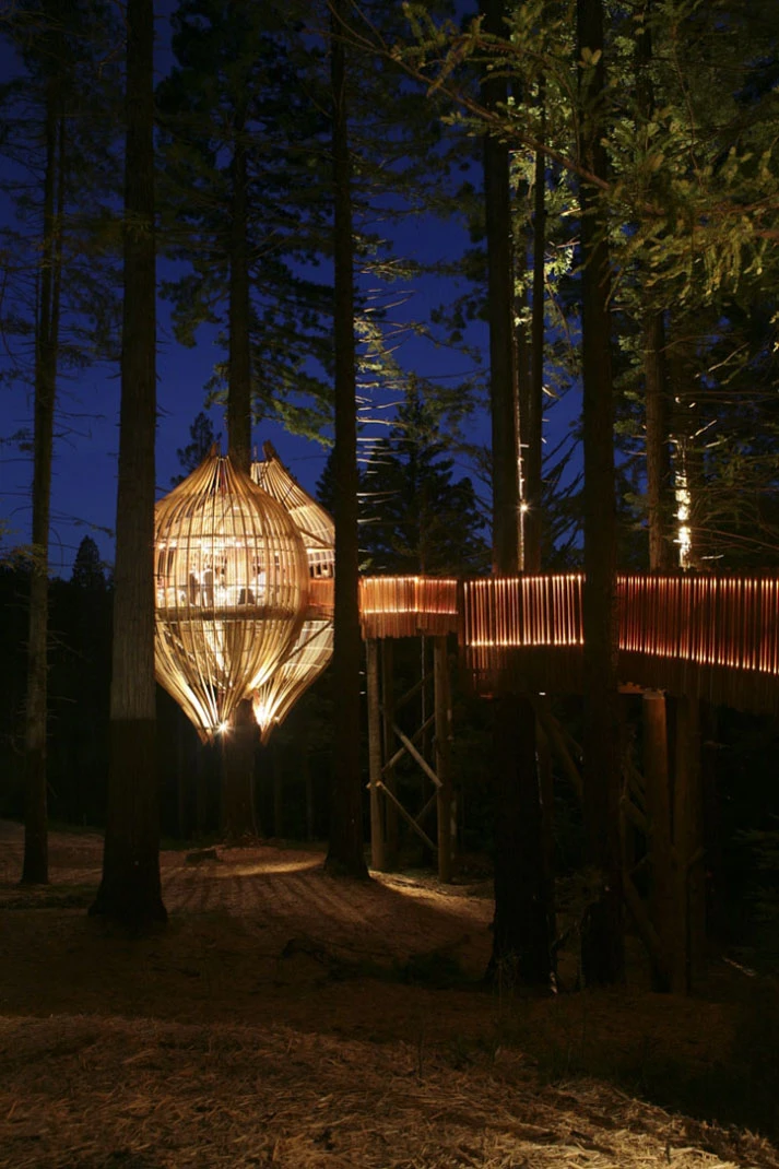 The Redwoods Treehouse in New Zealand offers a unique tree-top location for dinner parties and private functions