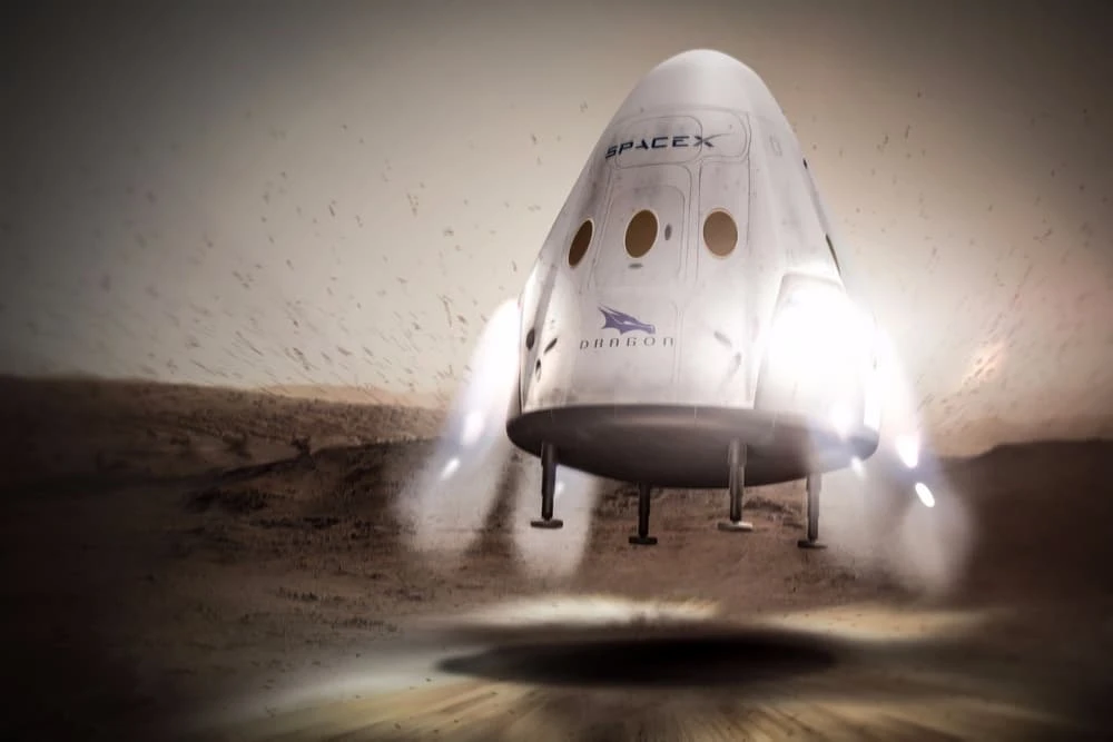 Artist's concept of Red Dragon touching down