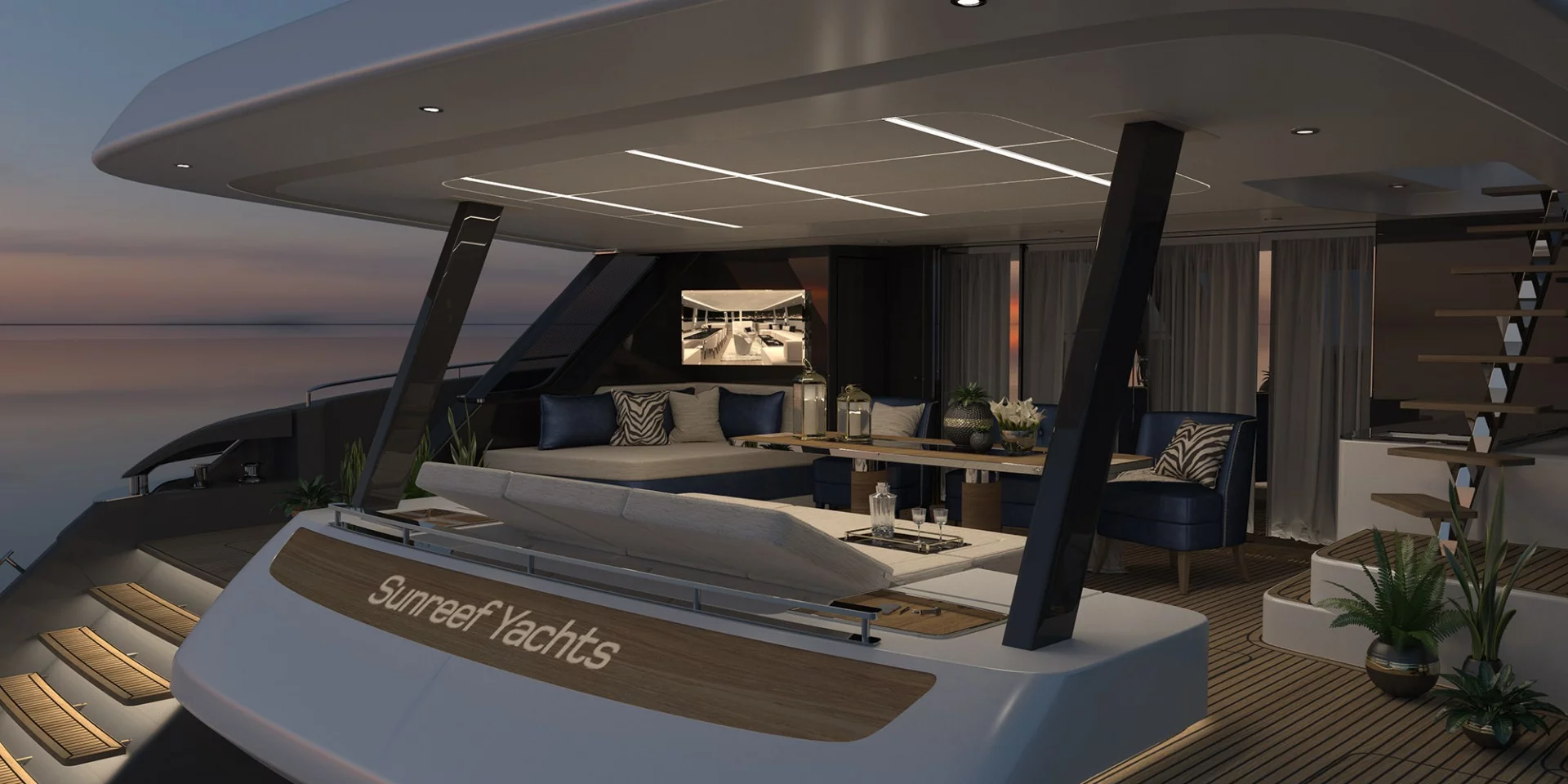 Entertaining space aboard the 80 Sunreef Power yacht
