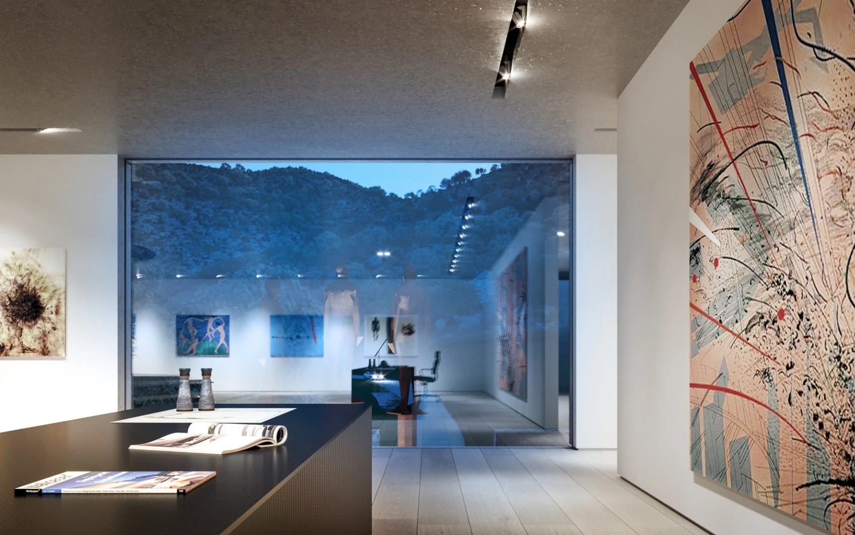 The gallery in the S 00/30 concept Superhouse is designed for the owners to show off their works of art
