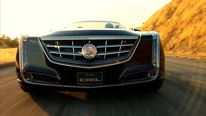 The Cadillac Ciel luxury open tourer concept car on the road.
