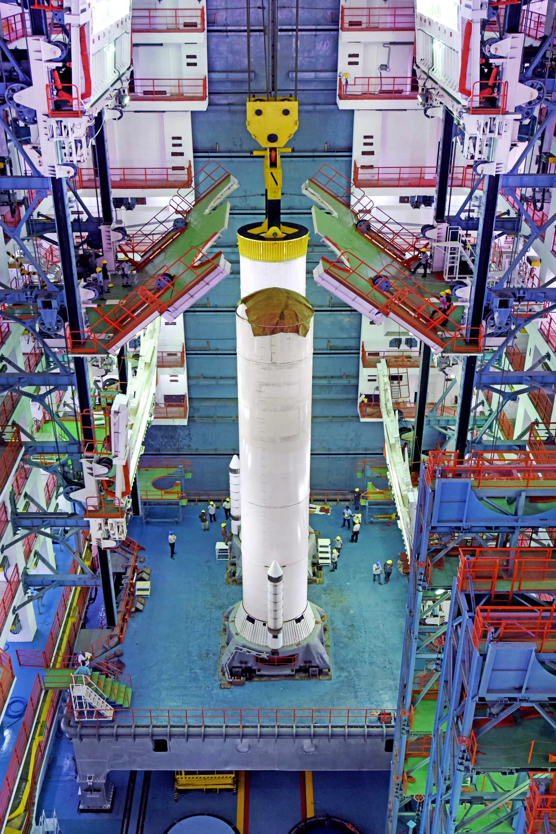 One of the solid rocket boosters