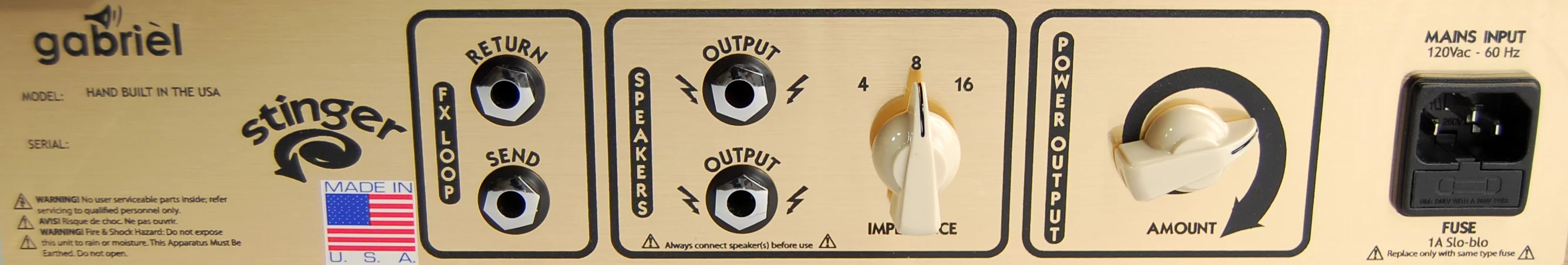 The rear panel of the Stinger head