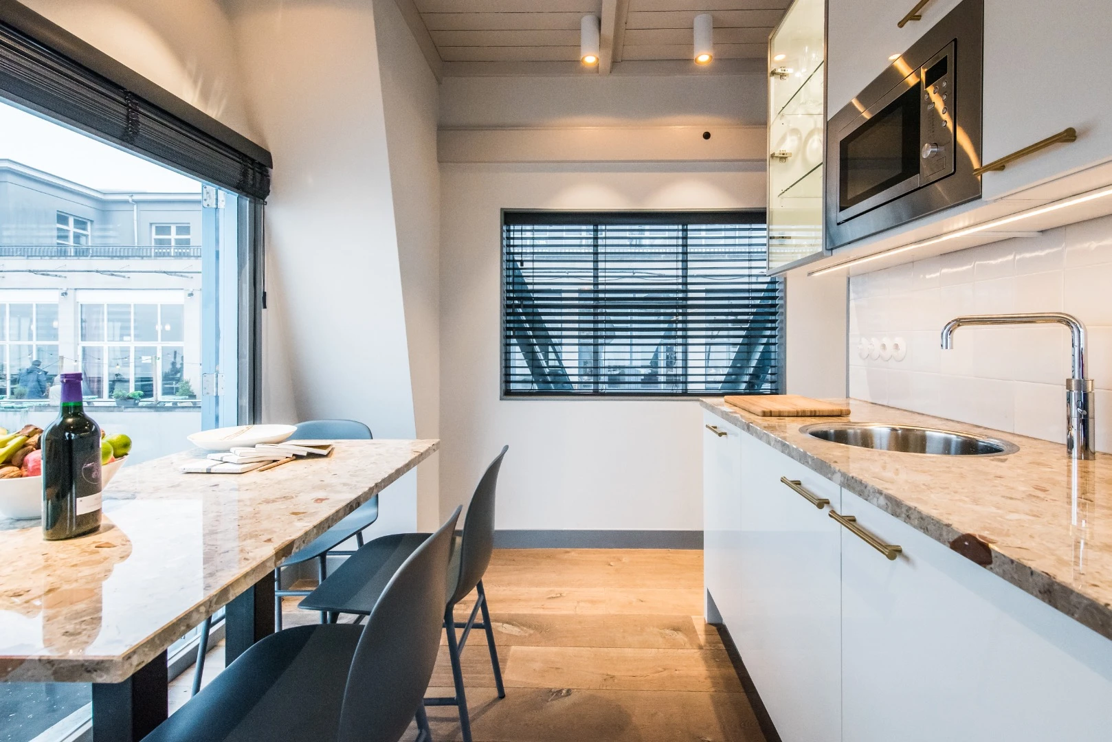 The Yays – Crane Apartment's kitchen and dining area, which seats four