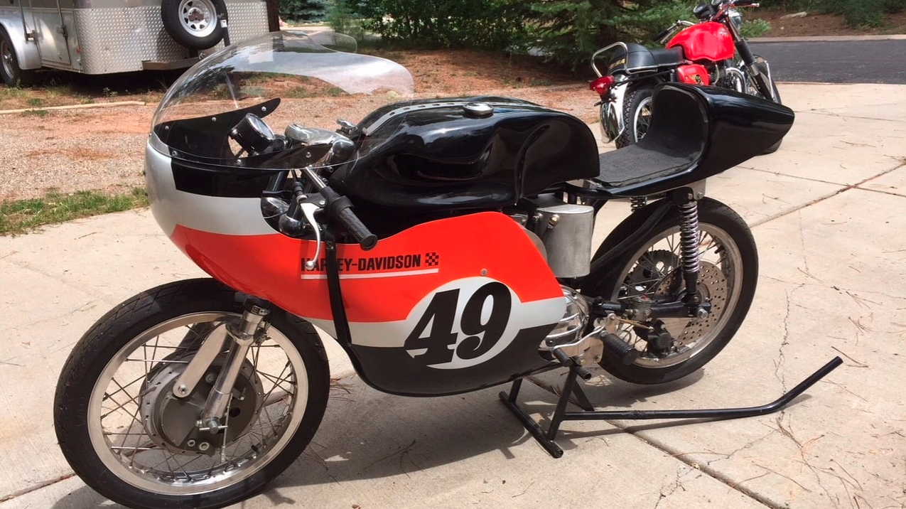 The ultimate flathead. Long after side-valve engines had been consigned to the scrapheap, long after the Japanese hordes with their DOHC four strokes and ear-piercing two-strokes had arrived, Harley-Davidson's KRTT Road Racers kept defying the laws of physics by winning. This 1968 KRTT is one of the very last of a special breed of old school racing. It sold for $44,000
