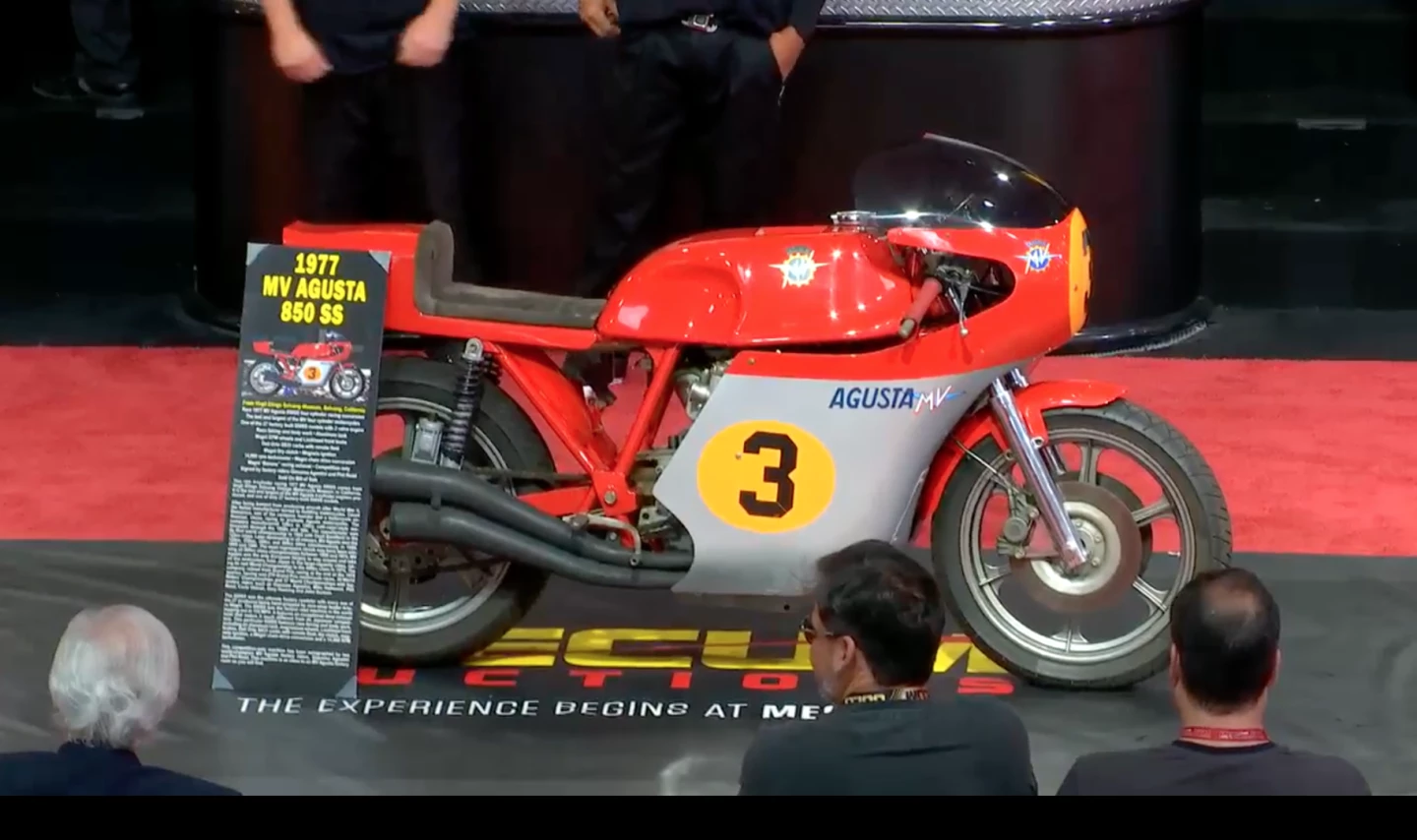 This 1977 MV Agusta 850SS has had a complete Magni racing conversion including the chain drive conversion. It spent many years in the Virgil Elings Solvang Museum, and is both rare and beautiful. It received a high bid of just $52,000 and failed to meet reserve. Official Auction Description