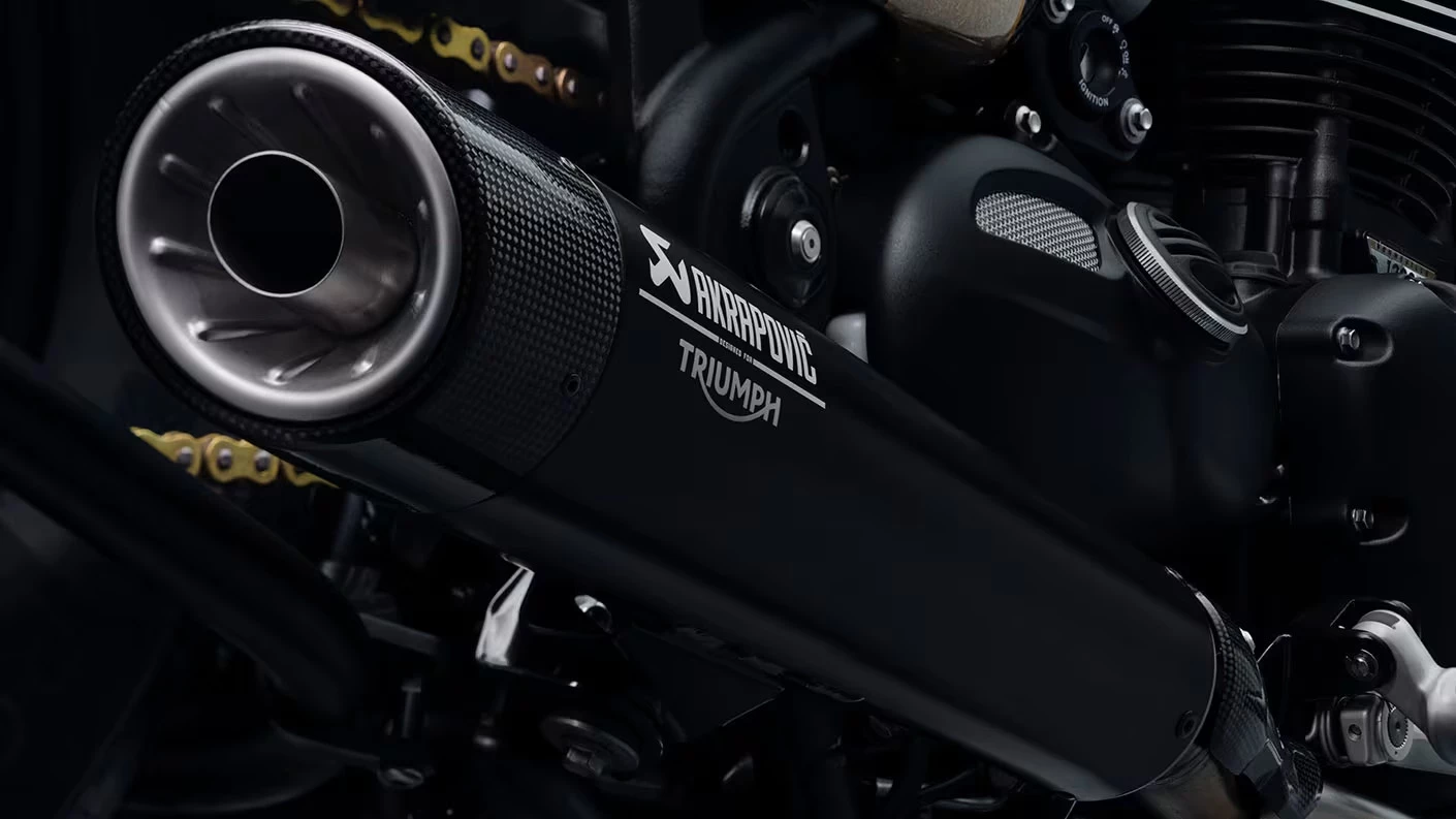 Triumph went with an Akrapovic exhaust for the 2025 Bobber TFC, and finished it with carbon fiber embellishers